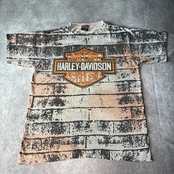 Harley-Davidson Other - Vintage 90s Harley Davidson AOP Brick T-Shirt Nashville TN Single Stitch  GRAIL